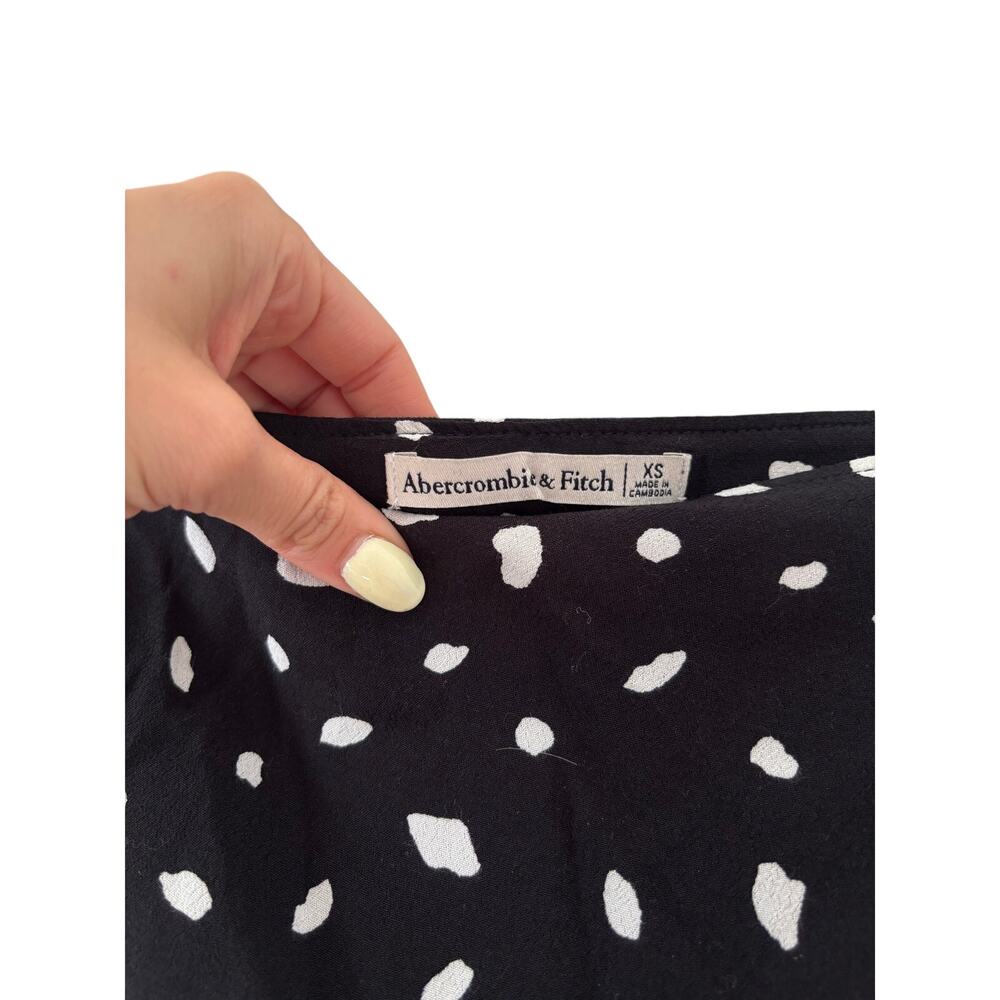 Abercrombie & Fitch Wrap Midi Skirt Black White Polka Dot XS Side Slit Women - Picture 4 of 9